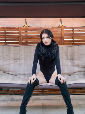 Stunning New Model Morticia Stripping To Her Thigh High Boots