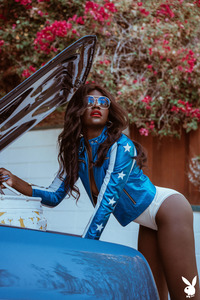 Victoria Antoinette Poses Alongside A Classic Car With Naked Body