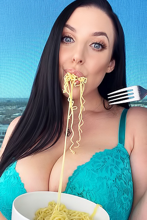 Angela White Eating Noodles!