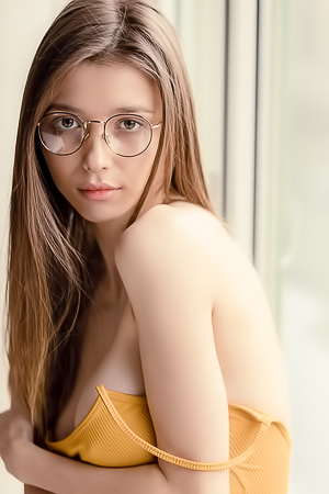 Mila Azul Hanging Out At Home In Glasses And Showing Her Big Breasts