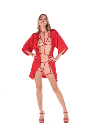 Mary Popiense Slim Teen Hottie In Sexy Red Lingerie