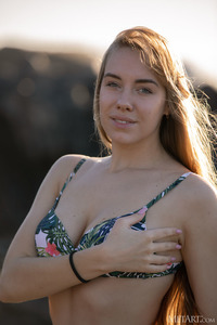 Ryana Baring Her Gorgeous Big Breasts To The Ocean Breeze