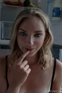 Oxana Chic Removes Her Bra And Caresses Her Perfect Breasts With Sticky Fingers