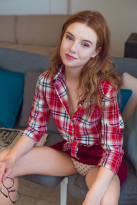Cute Redhead Sienna Vivacious Sweetie Fondles Her Sexy Small Breasts