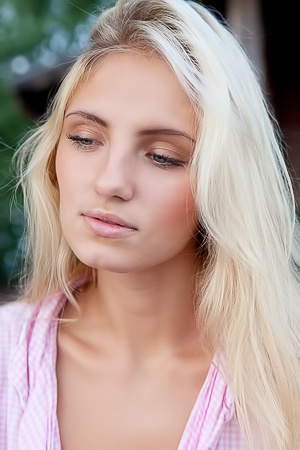 Sporty blonde naked all around outside