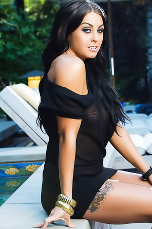 Glam diva undresses outdoors