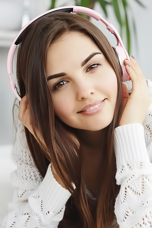 Brunette beauty Alise Moreno is listening to sexy tunes