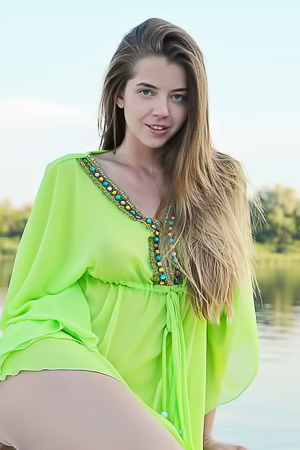 Kay Posing Naked On A Boat