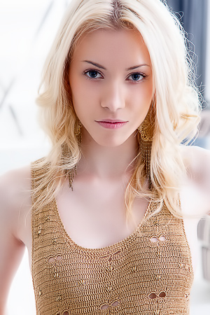 Slim Blonde Teen Erica Fingering Her Pink Pussy