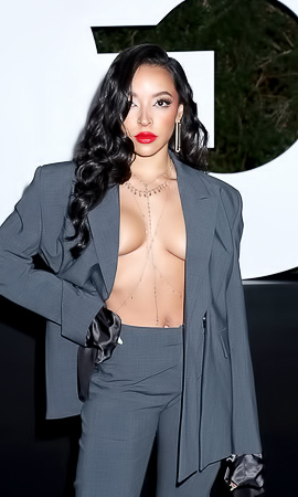 Tinashe Topless Under a Blazer!