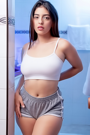 Uzza With Glistening And Slippery And Her Trimmed Pussy