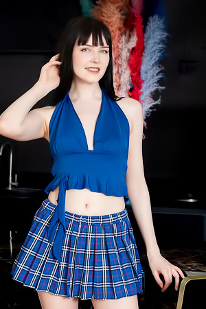 Amelia Riven Flips Up Her Plaid Skirt For A Flash Of Her Panties