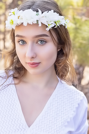 Outdoor Forest Tease Scene With Geeta In Soft White Dress And Sunlight