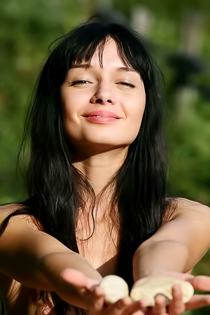 Olya O Basks In Moonlight, Bare Skin Glowing Under The Night Sky